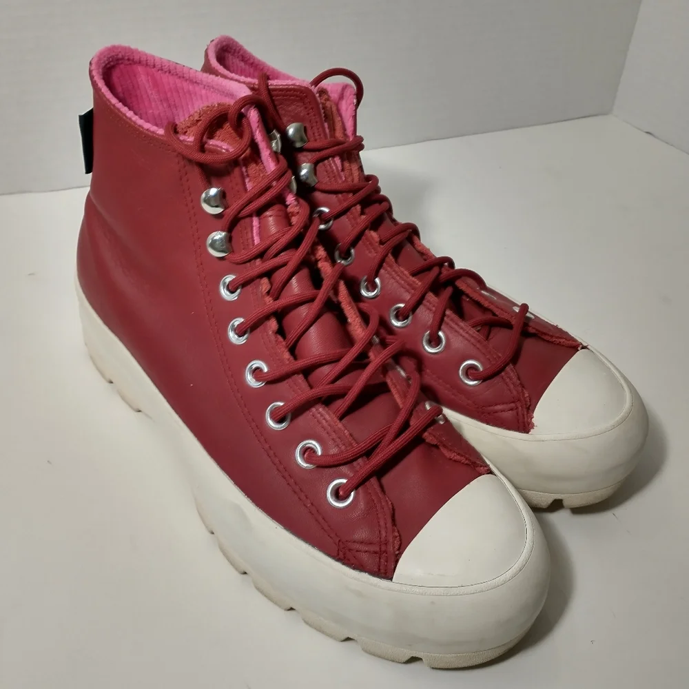 Chuck Taylor Gore-Tex High Top, Platform,‎ Lug Sneakers, Red And Pink, Size 8.5 - Picture 2 of 12